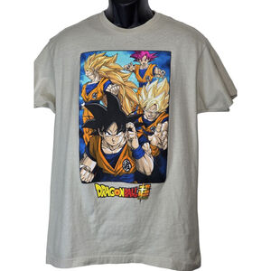 Men's Dragon Ball Super Beige Blue Short Sleeve Tee L